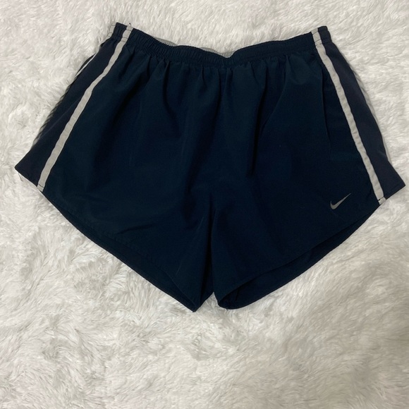 NIKE DRI-FIT WOMEN BLUE ATHLETIC BRIEF LINED RUNNING SHORTS PANTS. SIZE-LARGE. - Picture 1 of 13